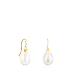 Aretes Tous Gloss Pearl Mujer Doradas | 72186-IDOY | Colombia